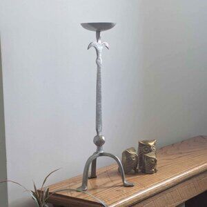 Vintage Hand Forged Metal Candle Holder Three Legged
